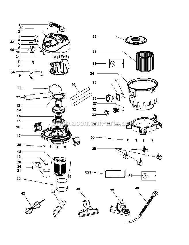 Black and Decker BDWD15-B2C (Type 1) Vacuum Cleaner Power Tool Page A Diagram